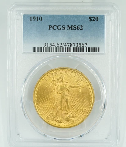 1910 PCGS MS62 Saint Gaudens Double Eagle $20 Gold Cover