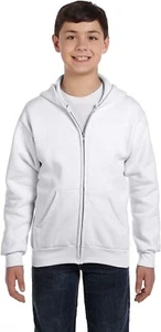 Boys Hanes EcoSmart P480 White Cotton Fleece Hooded Jacket Size Medium M NEW NWT - Picture 1 of 6
