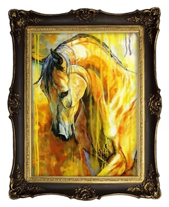 Pferdebogen Pferd art Kunstwerk Deko Bild 50x40 Mit  Rahmen CV7 - Picture 1 of 4