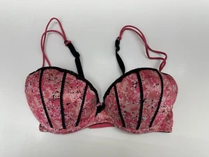 Apt. 9 Intimates Womens Bra Size 34B Pink Floral Black Padded Adjustable - Picture 1 of 10