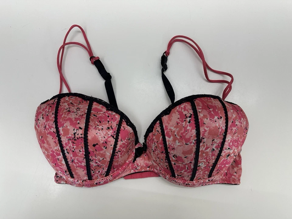 Apt. 9 Intimates Womens Bra Size 34B Pink Floral Black Padded Adjustable - Image 1 of 4