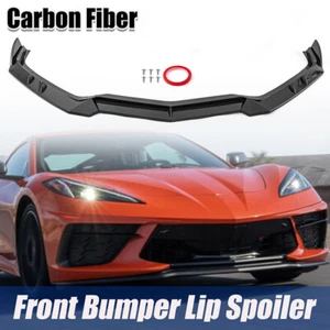 Carbon Look For Corvette C8 Z51 2020 2021-23 Front Bumper Lip Splitter Diffuser - Picture 1 of 12