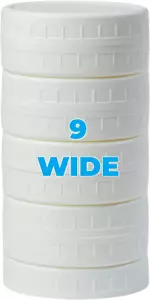 9 Pack Upgraded White Wide Mouth Mason Jar Lids with Silicone Rings, Plastic Mas - Picture 1 of 12