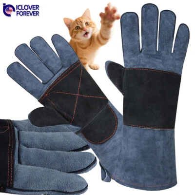 Animal Handling Gloves Snake Dog Cat Scratch Bite Proof Leather Protective Women - Image 1 of 4