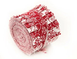 2.5 inch New Red & White Basics Jelly Roll  cotton fabric quilting strips 16 pcs - Picture 1 of 3