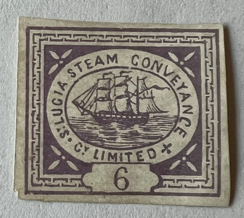 RARE 1870 ST. LUCIA 6d LOCAL STAMP STEAM CONVEYANCE LIMITED CO. IMPERF Cover