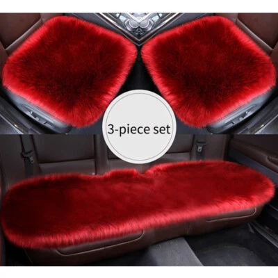  3-Piece Set Winter Car Seat Cushion Cover Warm Plush Pad Accessories Multicolor - Image 1 of 4