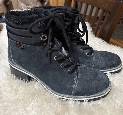 Botas de nieve Anne Klein Sport Langstyn forradas de piel sintética con cordones gamuza para mujer talla 8,5 Foto 1 de 4