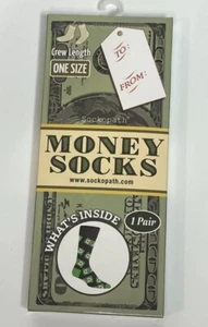 Money Socks Graphic Crazy Funny Wacky Silly Novelty Gag Gift Odd Fun Crew Black - Picture 1 of 4