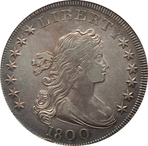 United States 1800 Draped Bust Silver Dollar $1 Wide Date NGC AU-53 Cover