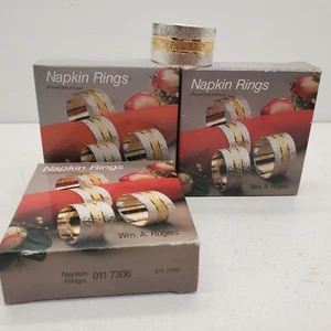 Wm A Rogers Napkin Rings Silverplate And Brass Set Of 12 - Picture 1 of 5