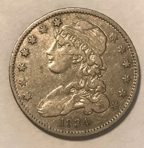 1834 Capped Bust quarter, VF / XF Cover