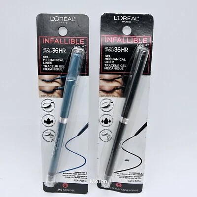 2-Pk L'Oreal Infallible Gel Mechanical Eyeliner 240 Turquoise 200 Intense Black - Image 1 of 4