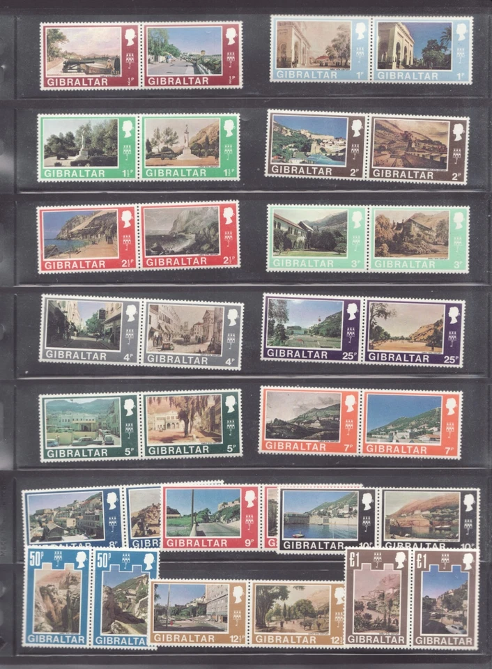 Gibraltar 1971 - Sc# 241-72 QEII, escenas icónicas. Juego de sellos postales MNH Cv$26,30 Foto 1 de 1