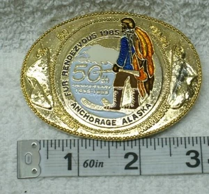 SN716 1985 Piel Rondy Rendezvous Cinturón Hebilla Anclaje Alaska Trapper Nuevo - Imagen 1 de 2