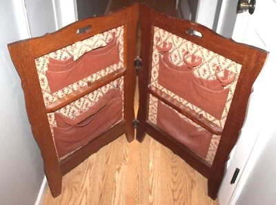 VINTAGE SEWING STORAGE WOOD FABRIC ROOM DIVIDER 24 X 34" COLLAPSIBLE PORTABLE! - Image 1 of 4