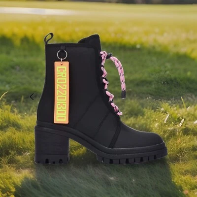 Botas para mujer Cape Robbin Starlet tacón con cordones botines bota negra talla 7 Foto 1 de 4