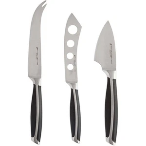 3pc Maxwell & Williams Stanton Steel Cheese Knife Slicing Set Straight Edge BLK - Picture 1 of 1