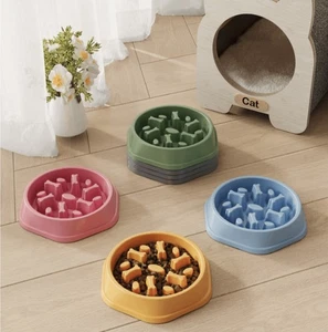 Dog Cat Slow Feeder Bowl Antibloat Gulp Pet Interactive Feeding Dish - Picture 1 of 8