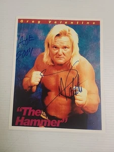 GREG VALENTINE WWE WWF Signed 8x10 Photo, PICTURE ORIGINAL, THE HAMMER HOF 2004 - Picture 1 of 5