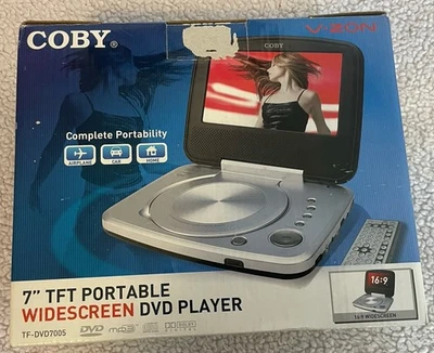 COBY 7" TFT Portable Widescreen DVD Player with Remote TF-DVD7005 NEW - Image 1 of 4