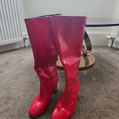 Red PVC/Plastic Knee High Boots UK 6 - Image 1 of 4