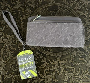 Travelon Safe ID RFID Bloqueo Acolchado Gris Cremallera Billetera Muñequera Nuevo con Etiquetas - Imagen 1 de 5