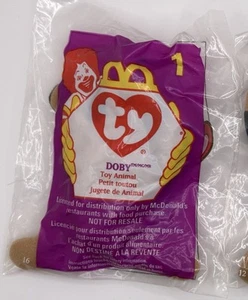 Vintage 1998 McDonalds Happy Meal Toy Ty Beanie Baby DOBY the PUPPY DOG #1 NIP - Picture 1 of 2