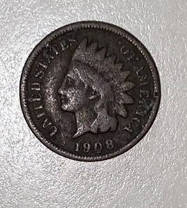 1908 Indian Head One Cent - Picture 1 of 2