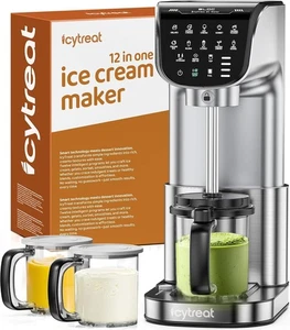 IcyTreat Eismaschine Maschine 12 in 1, Vollautomat Edelstahl - Bild 1 von 9