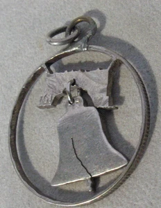 Vintage Old Liberty Bell Coin Silver Necklace Jewelry Charm - Picture 1 of 2