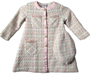 Blueberi Boulevard Tweed Sakko Mütze 4T Perlen Strass rosa gold Glitzer Ostern - Bild 1 von 8