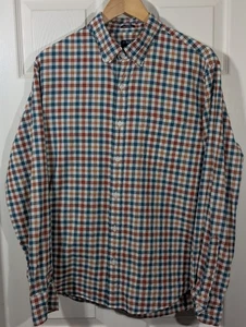 Camisa J.Crew Delgada Desescolada Para Hombres Grande Azul Naranja A Cuadros Flexible Lavada Manga Larga - Imagen 1 de 9