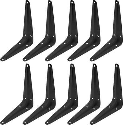 10 piezas soportes de estante negros de 5x6 pulgadas soportes de metal de esquina de pared de alta resistencia Foto 1 de 4