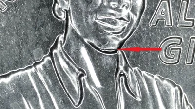 2025-D American Women Quarters  Althea Gibson  Die Break Double Chin Error 321 - Image 1 of 4