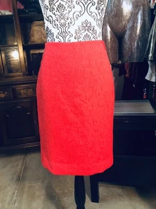 THE LIMITED Coral-Red Puffy Pattern Knit Pencil Wiggle Skirt Knee Length~4~NWOT - Picture 1 of 10