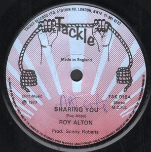 Roy Alton Sharing You / Smooth Spooge 7" vinyl UK Tackle 1977 writing on both - Picture 1 of 2
