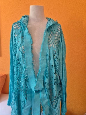 Mantel Long-Jacke Cardigan von Tredy * Gr. 5 = 52 54 * türkis * NEU - Bild 1 von 4