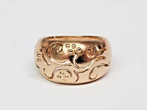 Bold WHIMSICAL 18.2k Gold 12mm Wide Band High Dome Ring Sz 6.75 - Picture 1 of 20