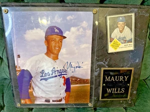 Maury Wills MVP NL ‘62 Hand Signed 8x10” Original MLB Photo Plaque W/ Vintage Ca - Picture 1 of 6