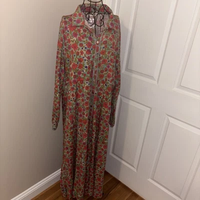 NWT Natural Life Sz XL Christa Cotton Knit Maxi Dress Floral Button Down - Image 1 of 4