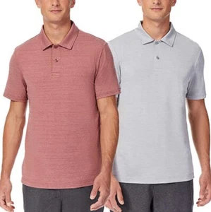 32 Degrees Cool Men's 2 Pack Performance Polo Shirt Rose Wood Haze/HT Icy Grey - Picture 1 of 2