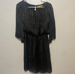 Alice + Olivia Black Silk Rayon Check Lined Half Sleeve Dress Size Small - Picture 1 of 8