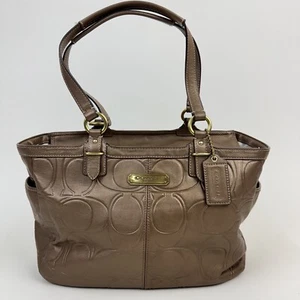 Coach F20742 Gallery Signature C Copper Leather Embossed Handbag - Picture 1 of 20