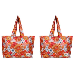 2x Good Vibes Everyday Durable Eco Folding Tote Bag Retro Summer 34x38x20cm - Picture 1 of 2