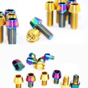 4pcs M6 x 8/10/16 Titanium Bolts Screw Bicycle Bike Tapered Head Allen Fasteners - Picture 1 of 4
