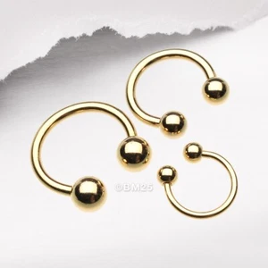 Gold Plated Basic Horseshoe Circular Barbell - Picture 1 of 2