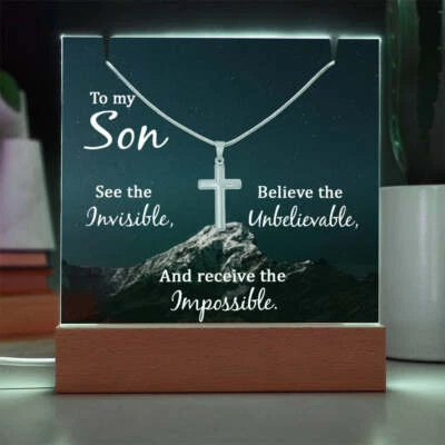 Conjunto de presente placa religiosa e cruz Son, presentes cristãos - Imagem 1 de 4