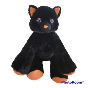 Build-A-Bear BABW HALLOWEEN Black Cat Sparkly Orange Paws & Ears Purple Eyes 14" - Picture 1 of 7