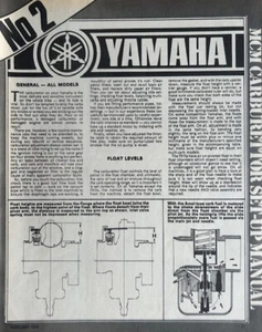 YAMAHA CARBURETTOR SET UP ORIGINAL 1978 ARTICLE COVERING 4 PAGES - Picture 1 of 4